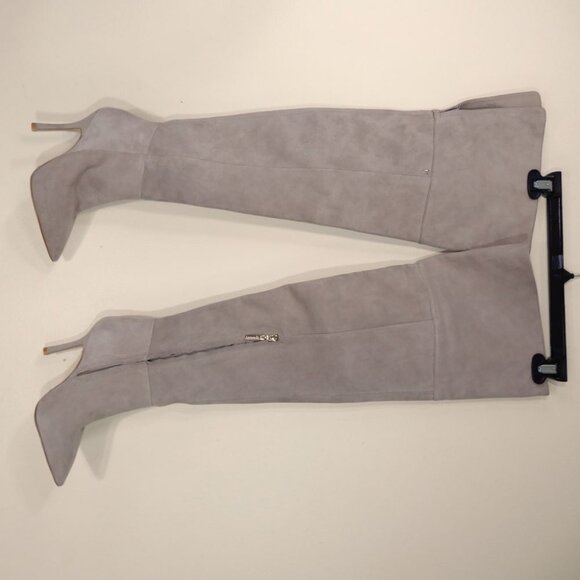 Larroude Kate Over The Knee Thigh High Boots Sz 5.5 Stone Suede Leather NEW $635 - Picture 10 of 11